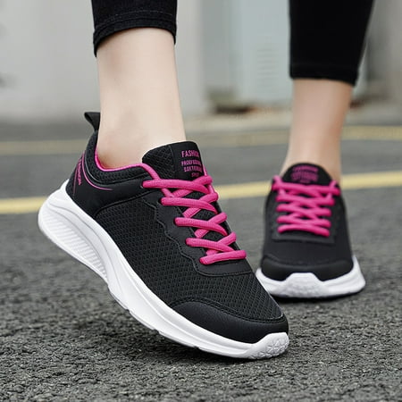 

dmqupv Womens Sneaker Leisure Women s Lace Up Soft Sole Comfortable Shoes Outdoor Mesh Shoes Sneaker Socks Women Non Slip Technicalsportshoe Hot Pink 8