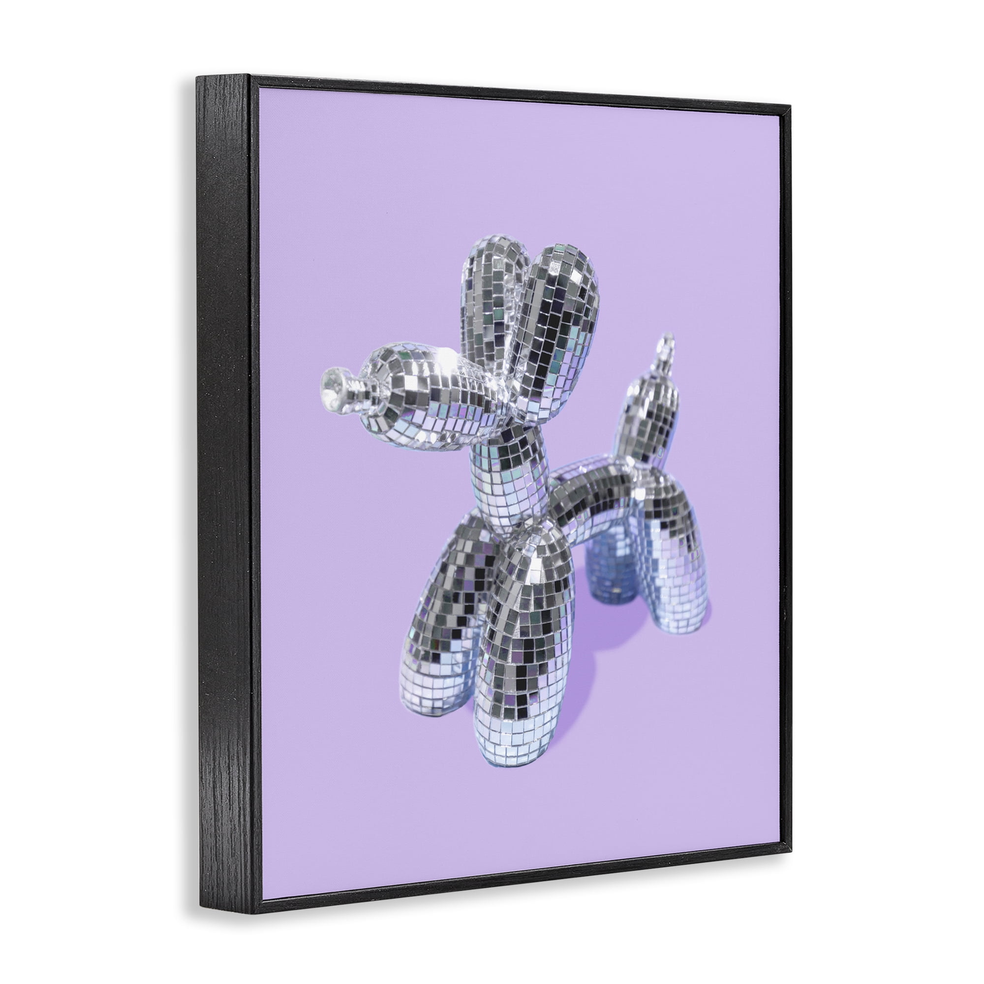 Stupell Industries Disco Balloon Animal on Lilac Black Framed Giclee Art, design by LISH Creative
