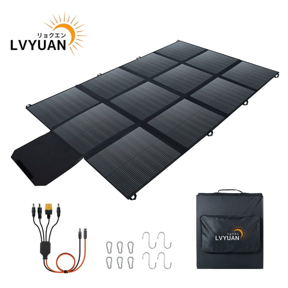 LVYUAN 500W Solar Panel Foldable Solar Charger Portable IP67 Waterproof with MC4 Connector for Home, RV, Outdoor, Camping, Power Station, off Grid