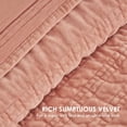 thumbnail image 3 of EVERGRACE Velvet Quilt Queen Size, Luxury Velvet Bedding Set, Ultra Soft Ruched Quilt Sets, Lightweight Comforter Vintage Textured Bedspread Coverlet with 2 Shams for All Season, Pink Clay, 3 of 8