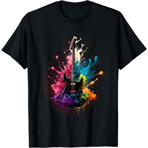 Guitar Splash - Vibrant and Colorful Guitar Design T-Shirt