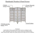 thumbnail image 3 of Benjara Taj 4 Panel Folding Room Divider Screen- Antique White Mango Wood, 3 of 12