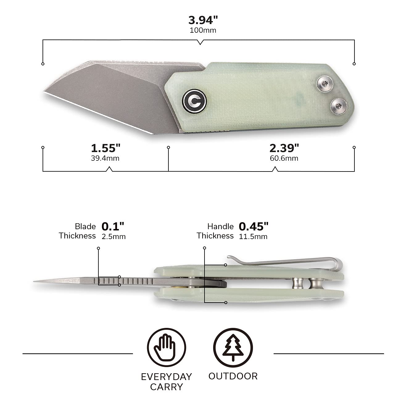 CIVIVI Ki-V 1.55" Folding Pocket Knife