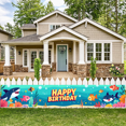 thumbnail image 5 of Happy Birthday Ocean Theme Backdrop for Kids Party Celebration Event Decor Banner Underwater Scene Colorful Fish Shark Décor Background, 5 of 5