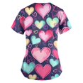 thumbnail image 3 of LHVUOA Valentine's Day Scrub Tops for Women Plus Size Short Sleeve Working Uniform Stretch Nursing Medical Scrubs T Shirts with Pockets, 3 of 3