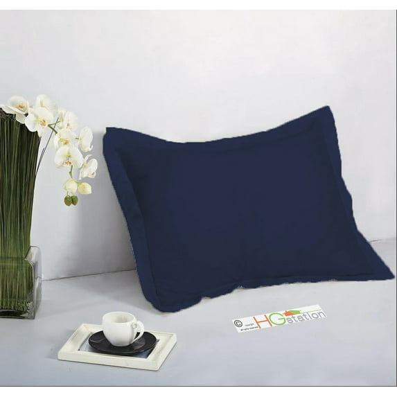 1 Pair 2 Pieces Standard Pillow Shams 20" x 26" + 1.5" Hem Navy Blue Machine Wash Dry