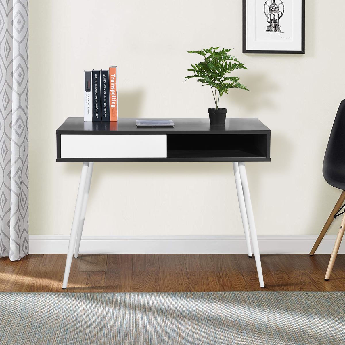 Homy Casa Computer Desk Workstation Writing Table Black/ White Home