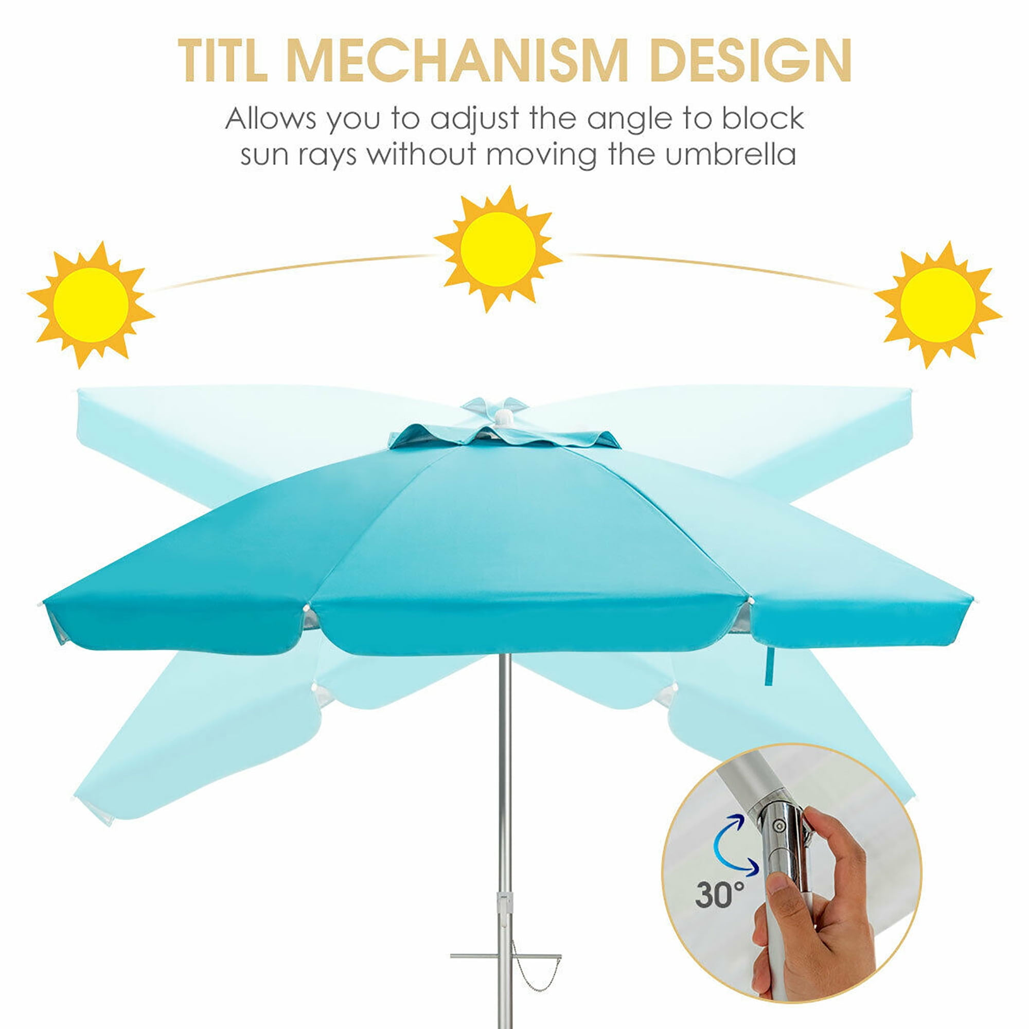 Costway Portable 6.5FT Sturdy Outdoor Patio Beach Umbrella