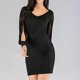 thumbnail image 2 of Sexy mujer cuello en V sólido tres cuartos señoras Delgado Mini ahueca hacia fuera vestido brillante Pompotops  hdfakjf5921, 2 of 7