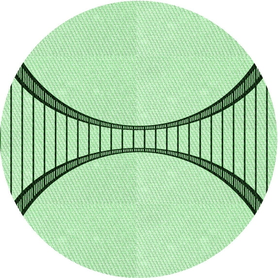 Ahgly Company Machine Washable Indoor Round Transitional Mint Green Area Rugs, 4' Round