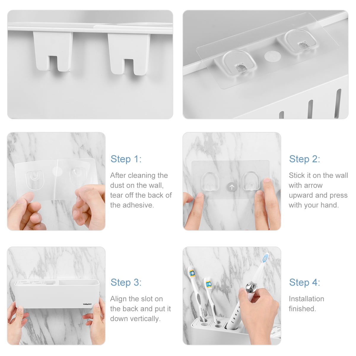 TOPBATHY 1PC Multifunctional Toothbrush Holder Wall Mounted No Drilling Storage Organizer for Bathroom Home TOPBATHY 1PC Multifunctional Toothbrush Holder Wall Mounted No Drilling Storage Organizer for Bathroom Home