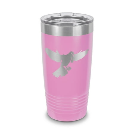 

Dove Tumbler 20 oz - Laser Engraved w/ Clear Lid - Stainless Steel - Vacuum Insulated - Double Walled - Travel Mug - love peace - Light Purple