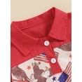 thumbnail image 5 of FEORJGP Infant Baby Girls Boys Independence Day Romper 3M 6M 12M 18M Newborn Short Sleeve Shirt Jumpsuit Lapel Dinosaur/Flag Eagle Print Rompers Patchwork Cute Cartoon Bodysuit for Summer, 5 of 7