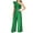 Green, variant on WREESH Womens Business Casual Jumpsuit Fashion Selvedge Single Shoulder Zipper Sleeve Solid Long Jumpsuit Black
