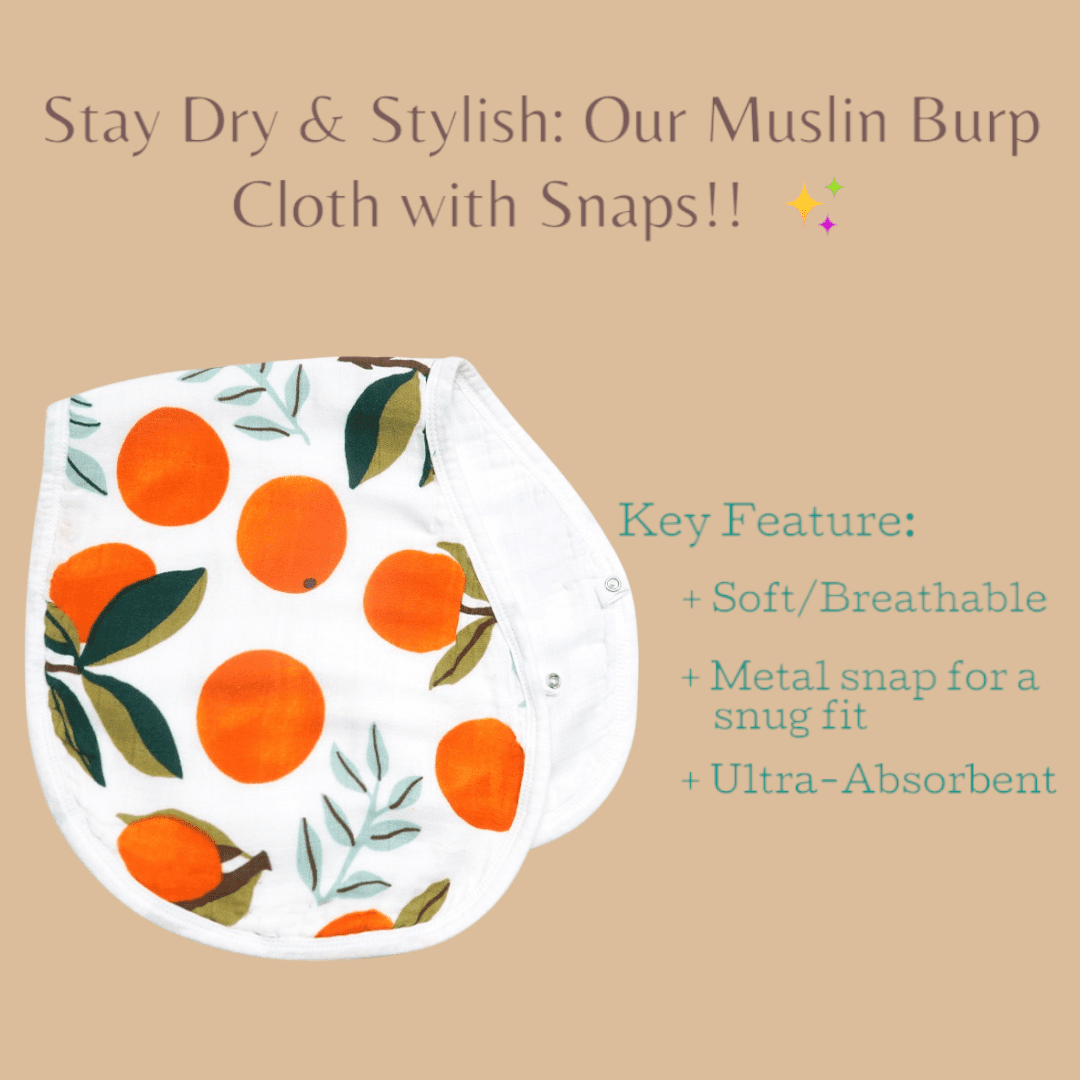 ZandH Global Clementine Baby Bamboo Cotton Muslin Swaddle Blanket, Bib, Burp Cloth, Bandana Bib Set. Soft, Lightweight and Breathable. Swaddle, Nursing Cover, Playmat and Stroller Cover