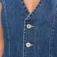 thumbnail image 7 of Women Sleeveless V Neck Denim Mini Dress Button Front Tie‑Waist Dress for Summer Daily Outing, 7 of 7