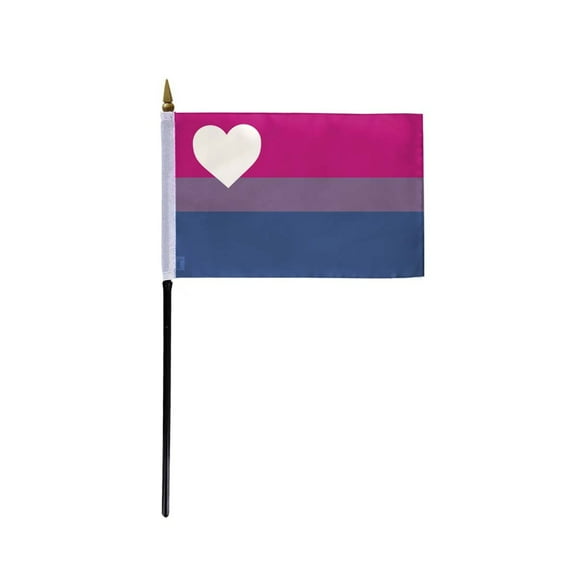 AGAS Small Biromantic Asexual Bi Romantic Ace Pride Flag 4x6 inch Flag on a 11 inch Plastic Stick - Sewn Edges Fade Resistant Polyester - Biromantic Handheld Flag