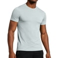 thumbnail image 3 of Men's Quick Dry T-Shirt Nylon Spandex Blend | Athletic Short Sleeve Tee Crewneck | Breathable Moisture Wicking UPF | Running Gym Workout Training | Comfort Fit | Zenithor,Gray L, 3 of 9