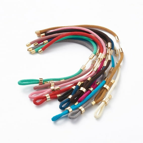 10 pc Nylon Cord Bracelet Making with Brass Findings Mixed Color 9-1/2 inch(24cm) Link: 30x4mm