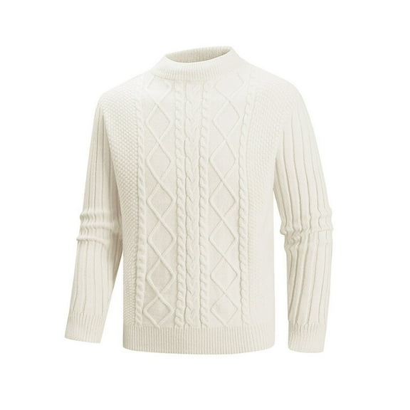 hotojiny Men's Cable Knit Pullover Sweater Casual Crewneck Long Sleeve Lightweight Knitted Sweaters Fall Winter Outfit