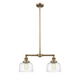 thumbnail image 2 of Innovations Lighting 209-BB-G713 Bell 2 Light 21" Wide Linear Pendant - Brushed Brass /, 2 of 5