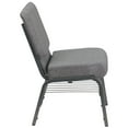 thumbnail image 3 of HERCULES Series 21''W Church Chair in Gray Fabric with Book Rack - Silver Vein Frame, 3 of 9