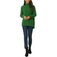 thumbnail image 2 of INSPIRE CHIC Women's Turtleneck Long Sleeve Spilt Hem Tunic Pullover Sweater S Green, 2 of 6