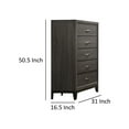 thumbnail image 5 of Benjara Erica Tall Dresser Chest, 5 Drawers, Gray Wood Finish, Metal Handles, 5 of 5