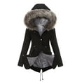thumbnail image 5 of QATAINLAV Women's Faux Fur Hooded Parka Coat Warm Winter Thicken Fleece Lined Long Jacket Solid Casual Parkas with Pockets, Black, L, 5 of 9