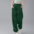 thumbnail image 2 of Girls Jogger Sweatpants, Cuffed Ankle with Drawstring Waist in Solid Color, Trendy Athleisure Pants for School, Sports, and Weekend Style.,Dark Green,160, 2 of 5