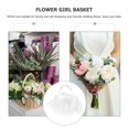 thumbnail image 2 of FRCOLOR 1Set White Tulle Wedding Flower Girl Basket for Religious Events Round Romantic Royal Shape, 2 of 8