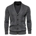 thumbnail image 1 of CEHVOM Men's Sweater Cardigan Solid Color Lapel Long-Sleeved Knitted Jacket, 1 of 3