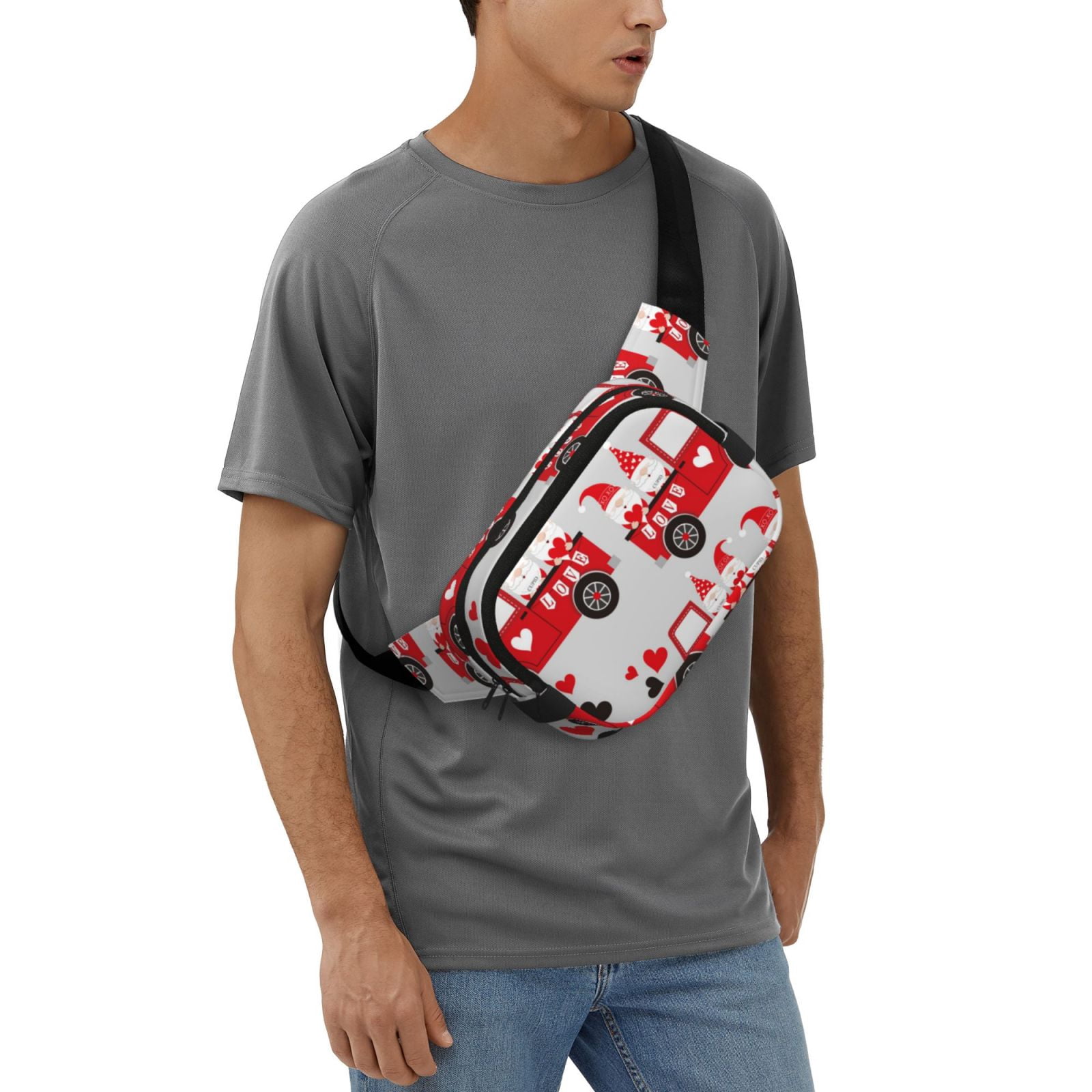 Picia Gnomes On The Car Print Square Double-Layer Waist Bag Mini Adjustable Waist Belt Bag Exercise Running Travel Hiking