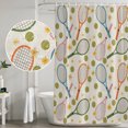 thumbnail image 5 of Tennis Rackets Shower Curtains for Bathroom, Waterproof Fabric Bath Curtains Decor, Bath Tub Curtain Farmhouse Flowers Ball Sports Theme Decorative Shower Curtain Sets with 12 Hooks, 72x72 Inch, 5 of 7