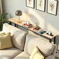 thumbnail image 3 of 39.4in Narrow Console Sofa Table with Power Outlets and USB Ports, Skinny Couch Table with Metal Frame and Charge Station with 4.9ft Extension Cord, Oak, 3 of 12