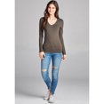thumbnail image 2 of Essential Basic Women's Plus Size Vneck Tshirt Long Sleeves Shirt Tee, 3XL, 3Pk Black, Olive, White, 2 of 5