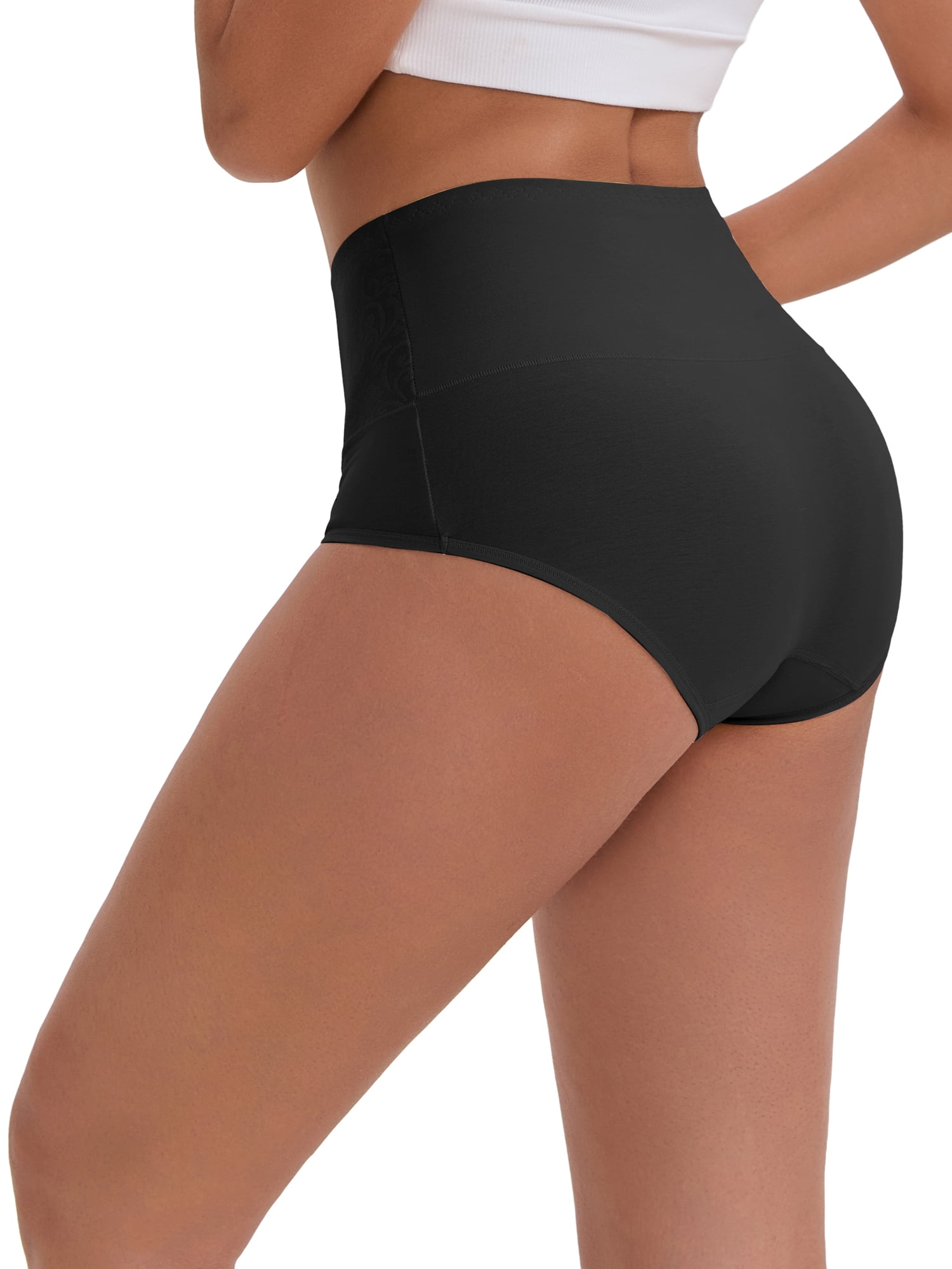 DARING DIVA Women's High-Waisted Underwear 5 Pcs L Black, Apricot, Gray