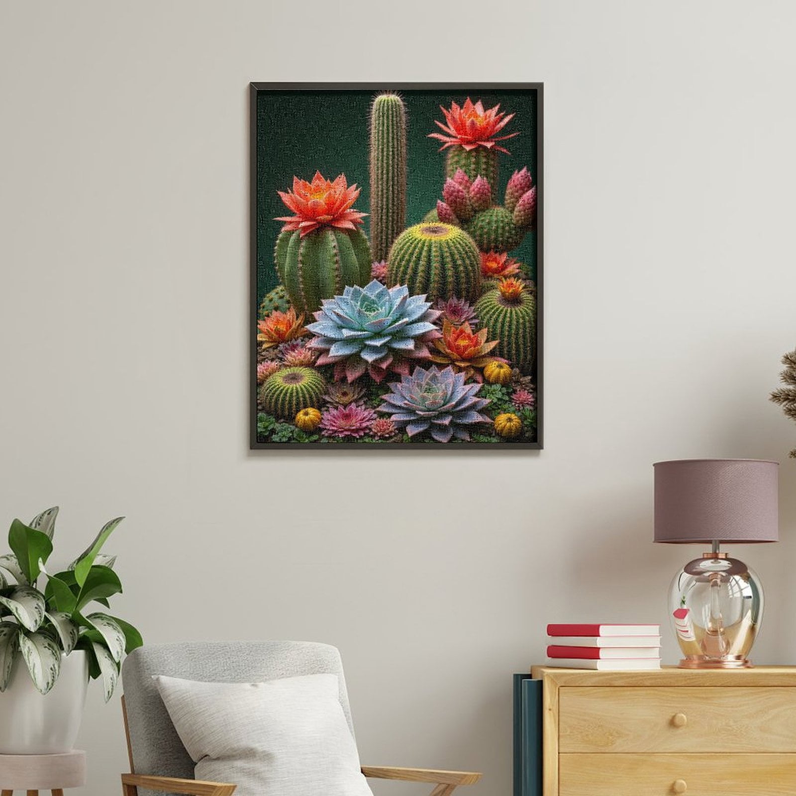 Paint By Numbers Kit for Adults Beginner - DIY Cactus Succulent Floral Colors Canvas Painting Kits for Adults, Frameless Paint By Number for Adults for Home Wall Decor 16x20 Inch