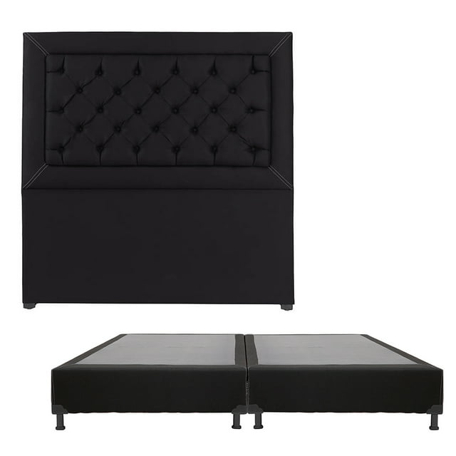 Box Base Cama King Size + Cabecera Mary Negro