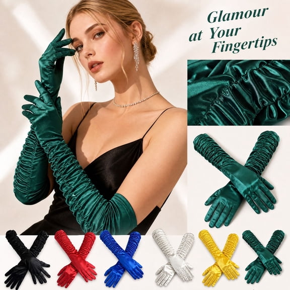Long Opera Satin Gloves for Women Costume Elbow Length Gloves
