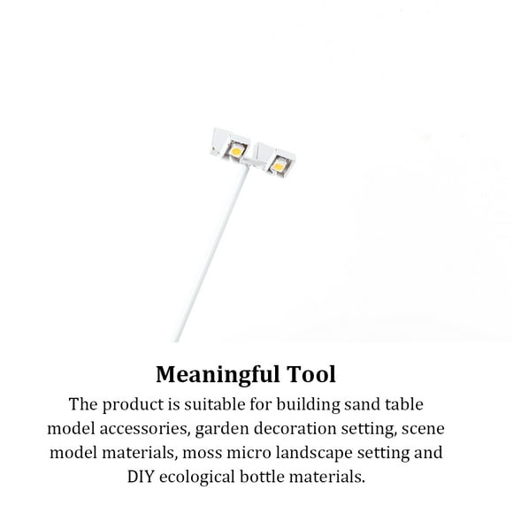 Model Railway Lamp Micro-Landscape Outdoor LED Metal Lamppost Park Decoration Track Light Architectural Sand Accessories 1:100(White Light)