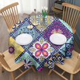 thumbnail image 3 of Multicolor Ethnic Geometric Patchwork Pattern Round Tablecloth 60"x60",Wrinkle Wipeable Table Cloth for Kitchen Dining Room Picnic Patio Party, 3 of 6