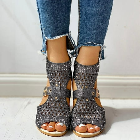 

Aayomet Platform Sandals Women Out Vintage Ladies Zip Hollow Outdoor Shoes Up Sandals Fashion Women s Women s sandals Black 8