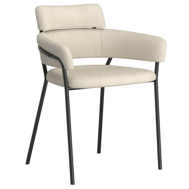 Chaise, Jeu de 2 en Tissu et Métal - Beige
