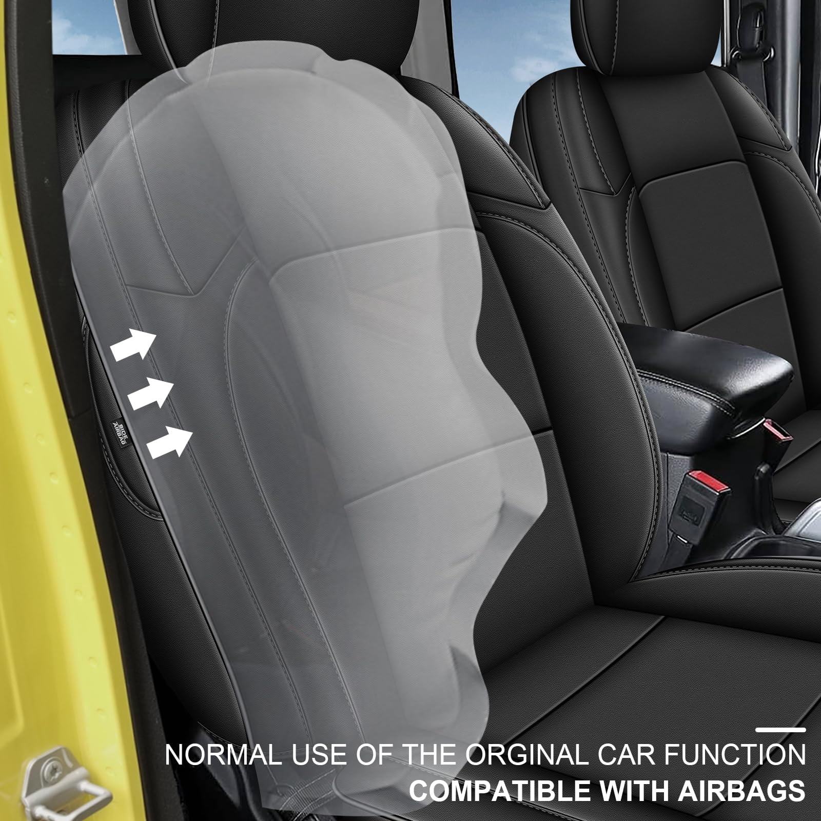 AOMSAZTO Custom Seat Covers for Jeep Wrangler 2018-2024 2-Door Car Seat Covers for Jeep Wrangler Faux Leather Seat Protectors Full Set Black