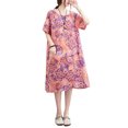 thumbnail image 1 of Vestido suelto para mujer Vestido bohemio con estampado floral con bolsillos Manga corta Cuello Abanopi  Vestido, 1 of 3