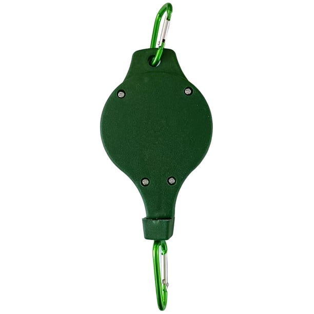 Gancho retráctil para cestas colgantes de flores, resistente, con poleas fuertes para plantas, comederos para pájaros y cestas de flores. Verde claro