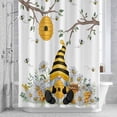 thumbnail image 3 of Bees Dwarf Shower Curtain for Bathroom Decor, Springs White Daisy Branch Flower Plant Waterproof Fabric Shower Curtain, 72"x96" Set with 12 Hooks, 3 of 9