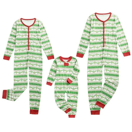

Family Matching Pajamas Set Christmas Green Wavy Striped Long Sleeve Playsuit Sleepwear Nightwear Outfits
