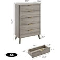 thumbnail image 2 of M optimized Fluted Dresser for Bedroom with 5 Deep Drawers, 47.2" Tall Chest of Drawers, Curved Profile Design, Modern Wooden Dresser, for Living Room, Kids Room, Hallway, 2 of 8